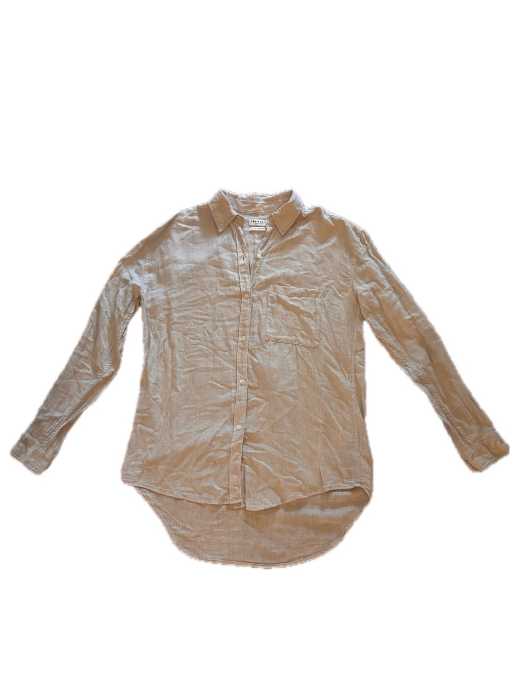 Aritzia Cream Oversized Button-Down Linen Shirt